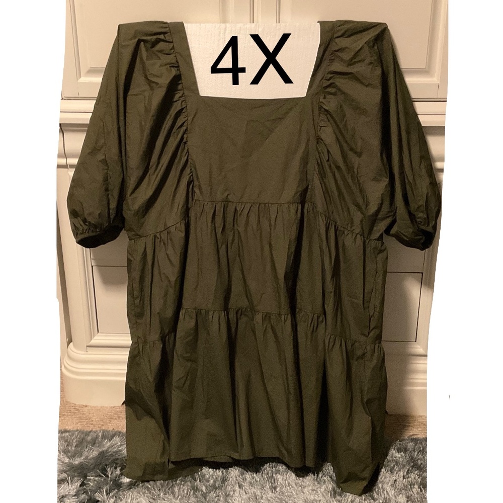 4X woman’s olive green puff sleeve top  new with tags